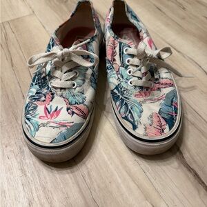 Vans Tropical Print Canvas Sneakers - Pink and Blue